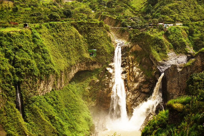 River Pastaza waterfall, Biking from Banos