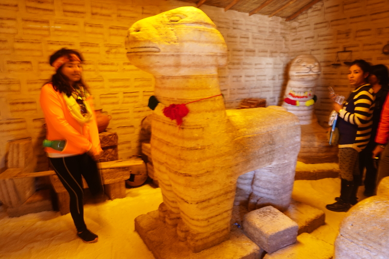 Llama statue made of salt blocks, Salar de Uyuni