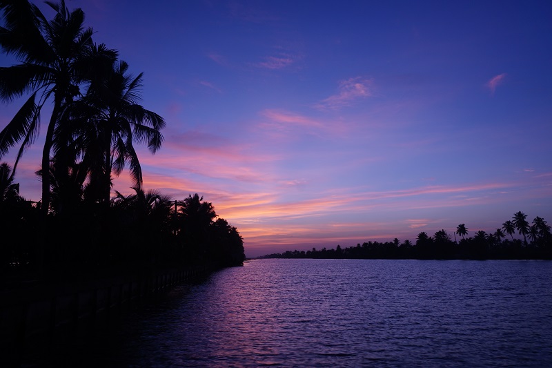 Sunset at backwaters of Kerala