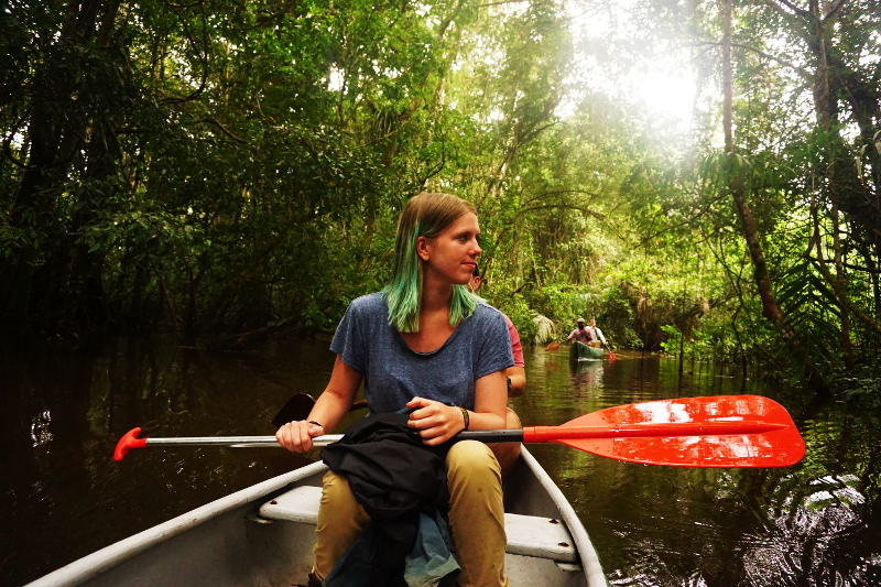Canoeing in the jungle, Cuyabeno Reserve, Visit Amazon in Ecuador
