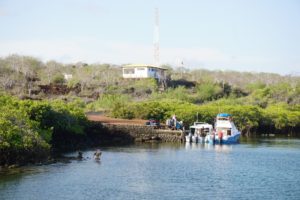 Dive boat getting ready, Santa Cruz, , Galapagos Islands, Ecuador